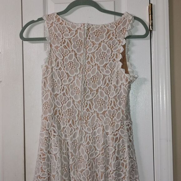 City Triangles Ivory Crochet Capped Sleeve Midi Lined Dress - Picture 6 of 7